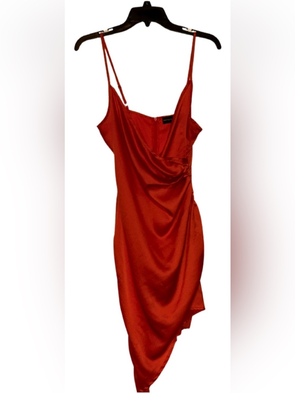 PrettyLittleThing Orange Satin High-Low Mini Dress LIKE NEW